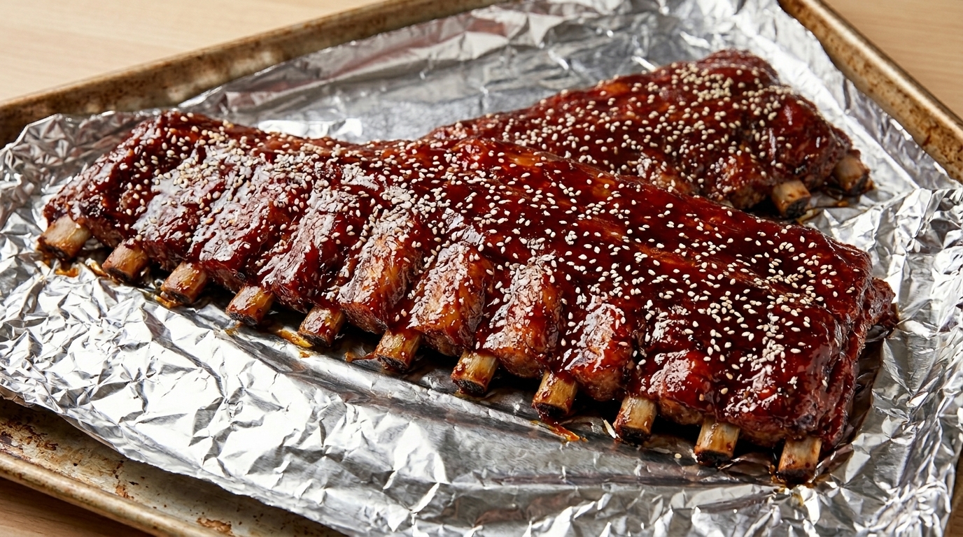꿀 광택이 흐르는 광둥식 차슈 돼지갈비 구이