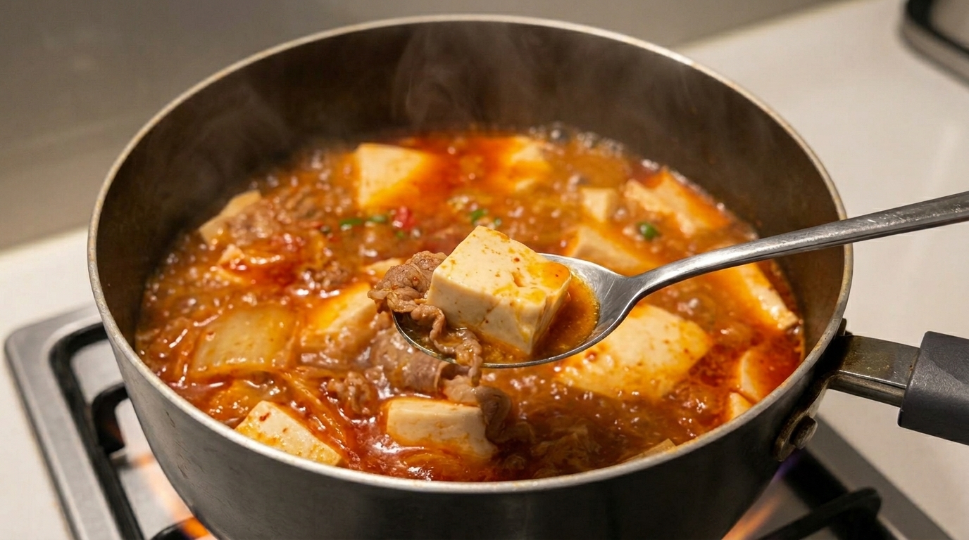 15분 완성 차돌박이 김치 순두부찌개