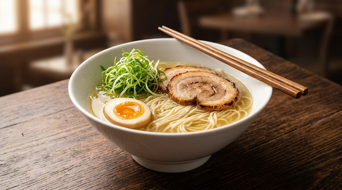 짱구 스타일 시오 라멘 (깔끔한 황금빛 소금 라멘)