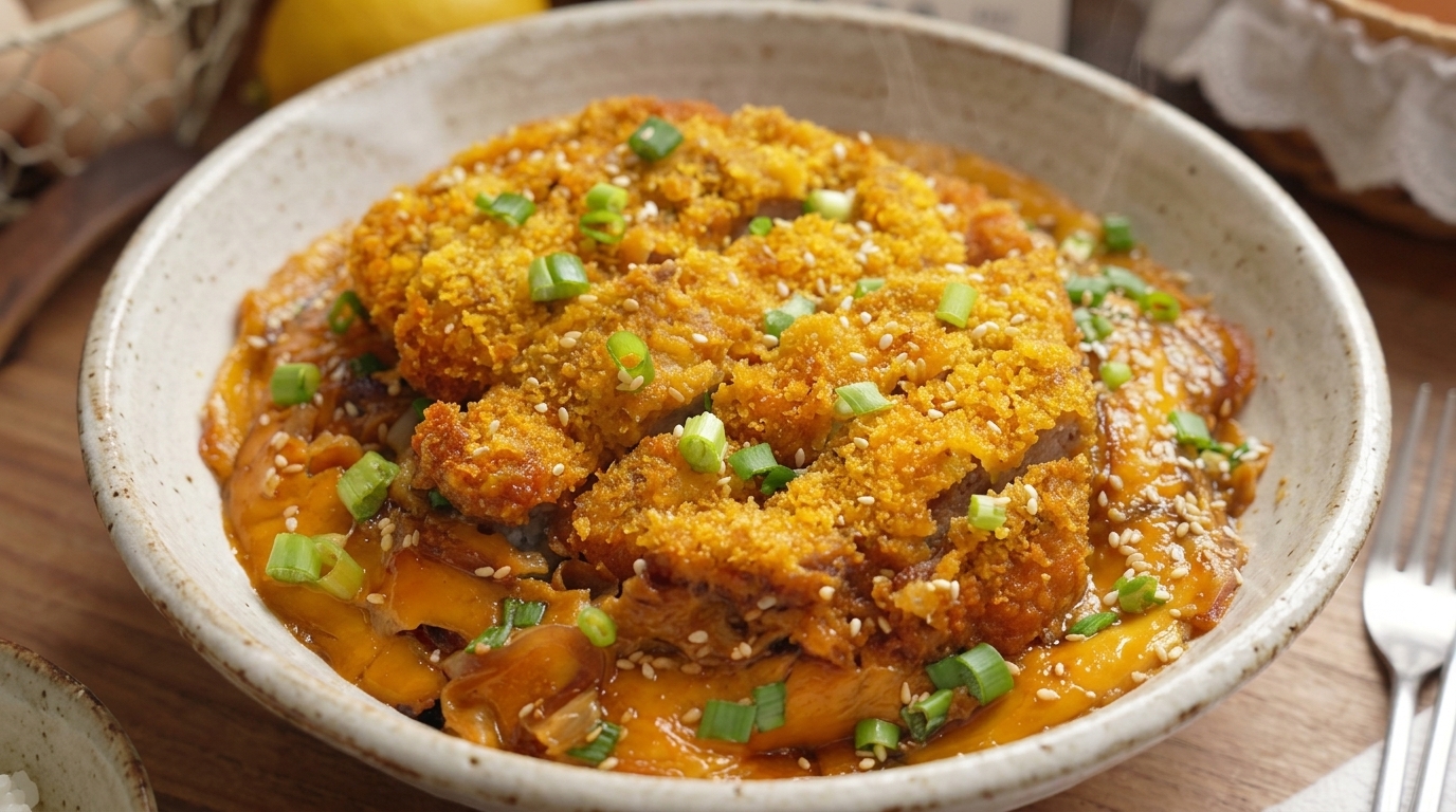 바삭한 오븐 구이 카츠동 만드는 법 (일본식 돈까스 계란 덮밥)