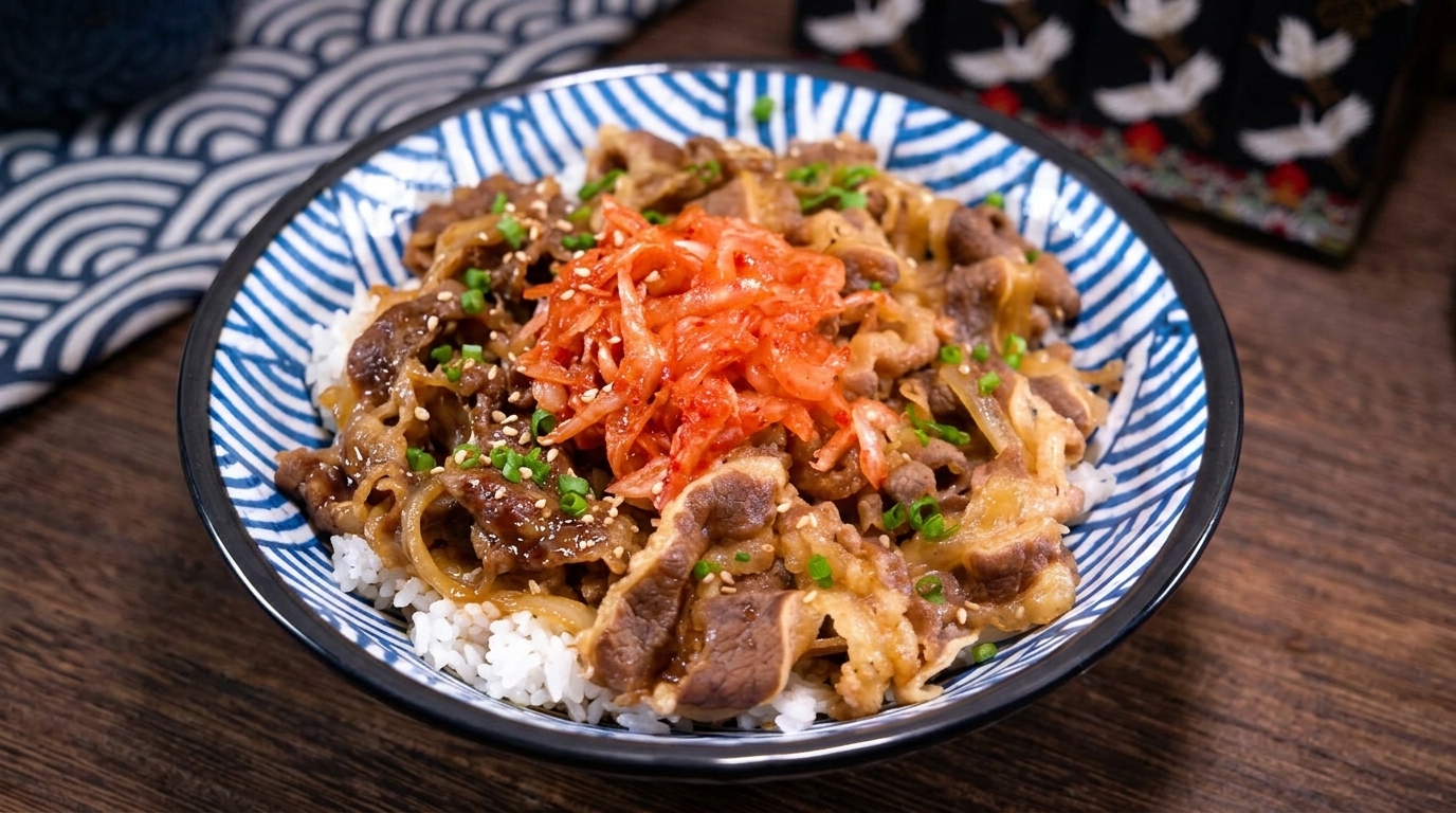 매콤달콤한 한 그릇 요리, 김치 야키니쿠동 (소고기 김치 덮밥)