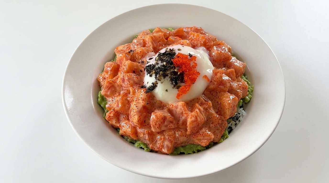 부드럽고 고소한 연어 아보카도 덮밥 (연어 돈부리)