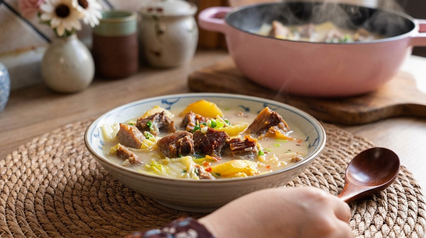 리장식 말린 돼지갈비 훠궈 (라파이구) 레시피