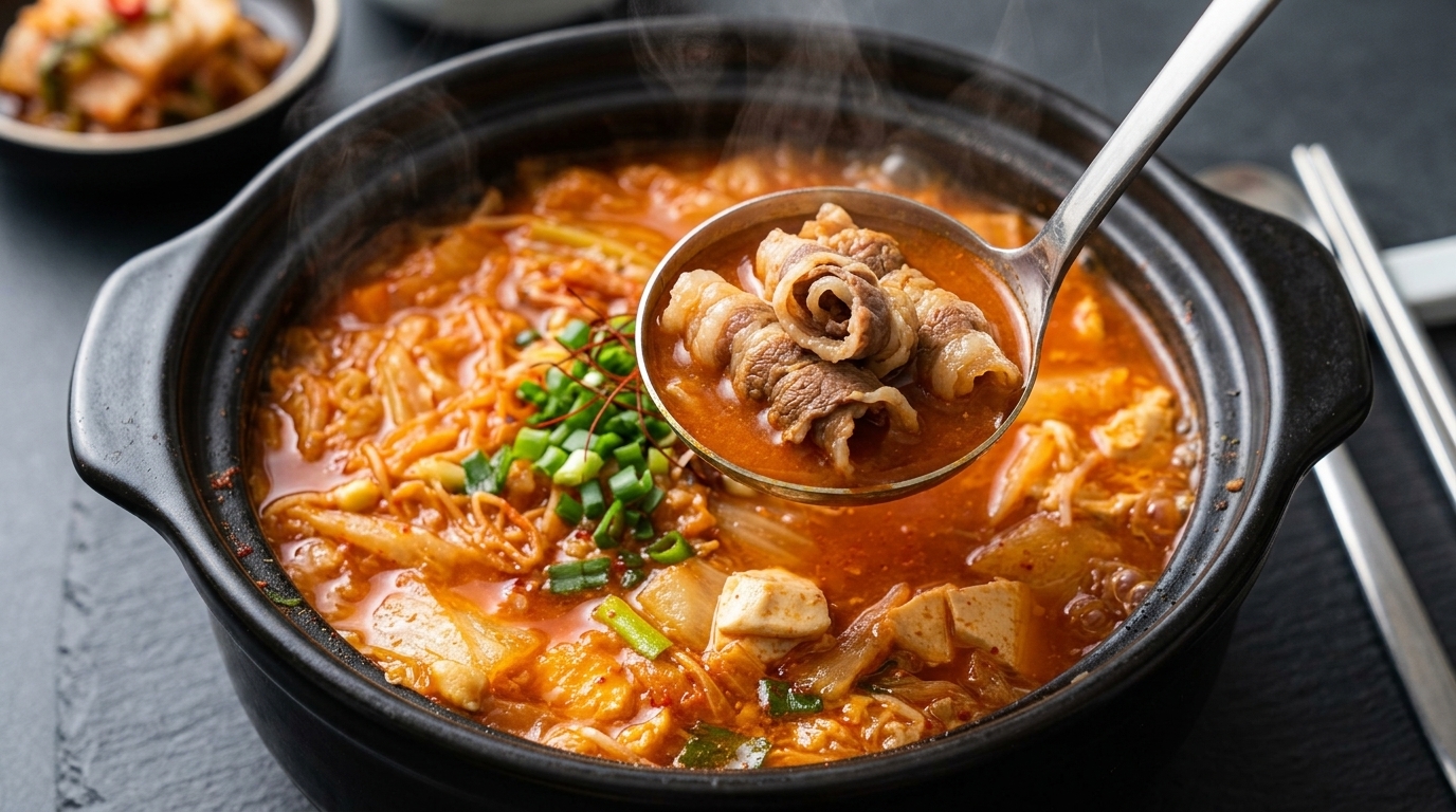 얼큰하고 진한 우삼겹 순두부 김치찌개 황금레시피