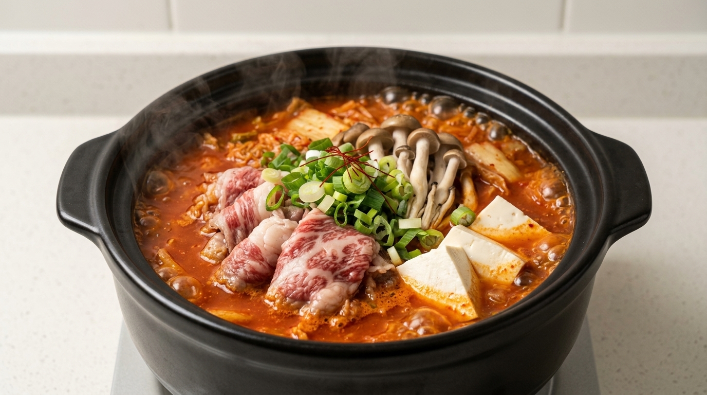 얼큰하고 고소한 우삼겹 순두부 김치찌개