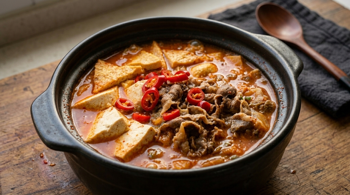 얼큰하고 진한 소고기 순두부 김치찌개