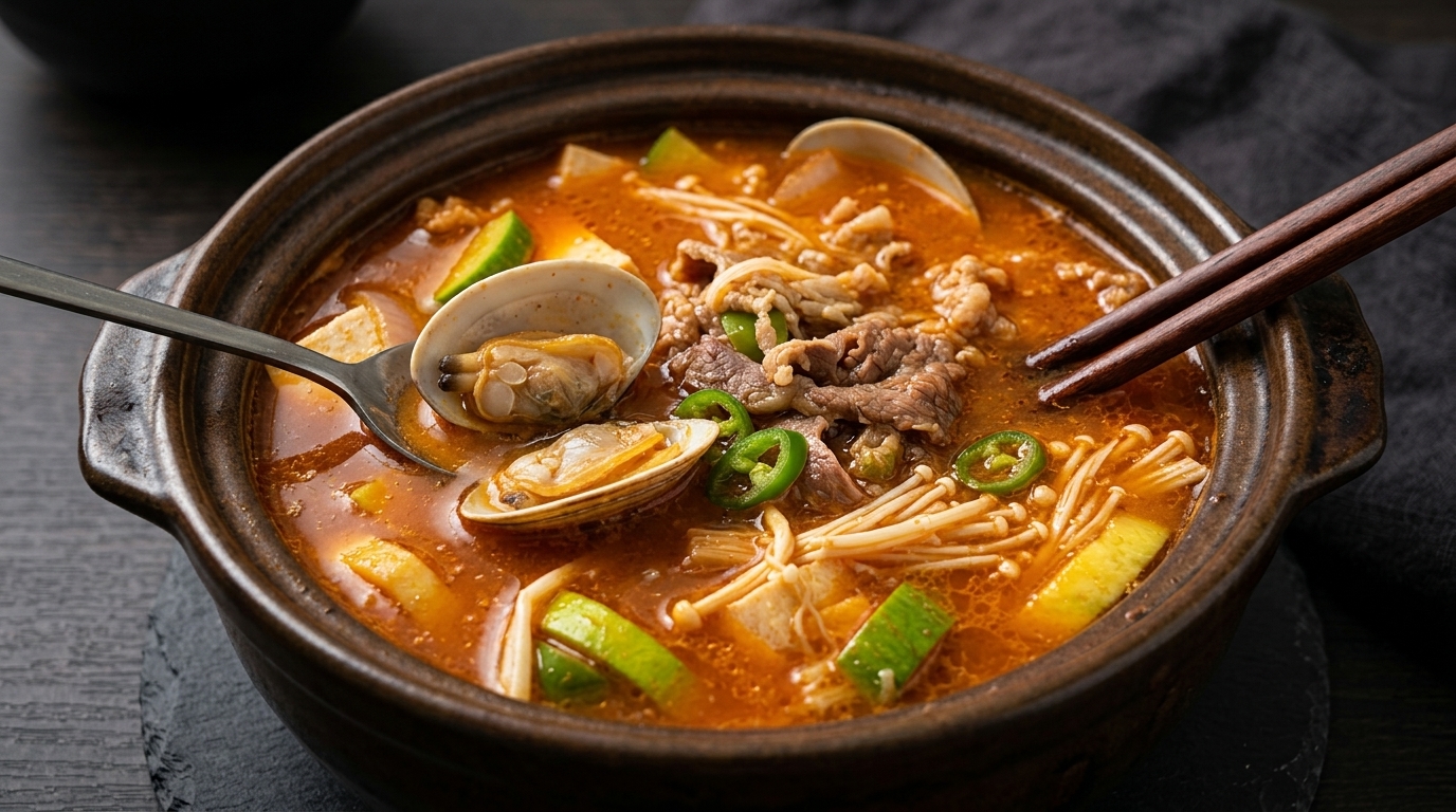 클래식 차돌박이 조개 된장찌개 레시피