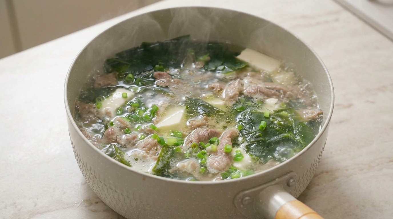 고소하고 부드러운 소고기 미역 두부국