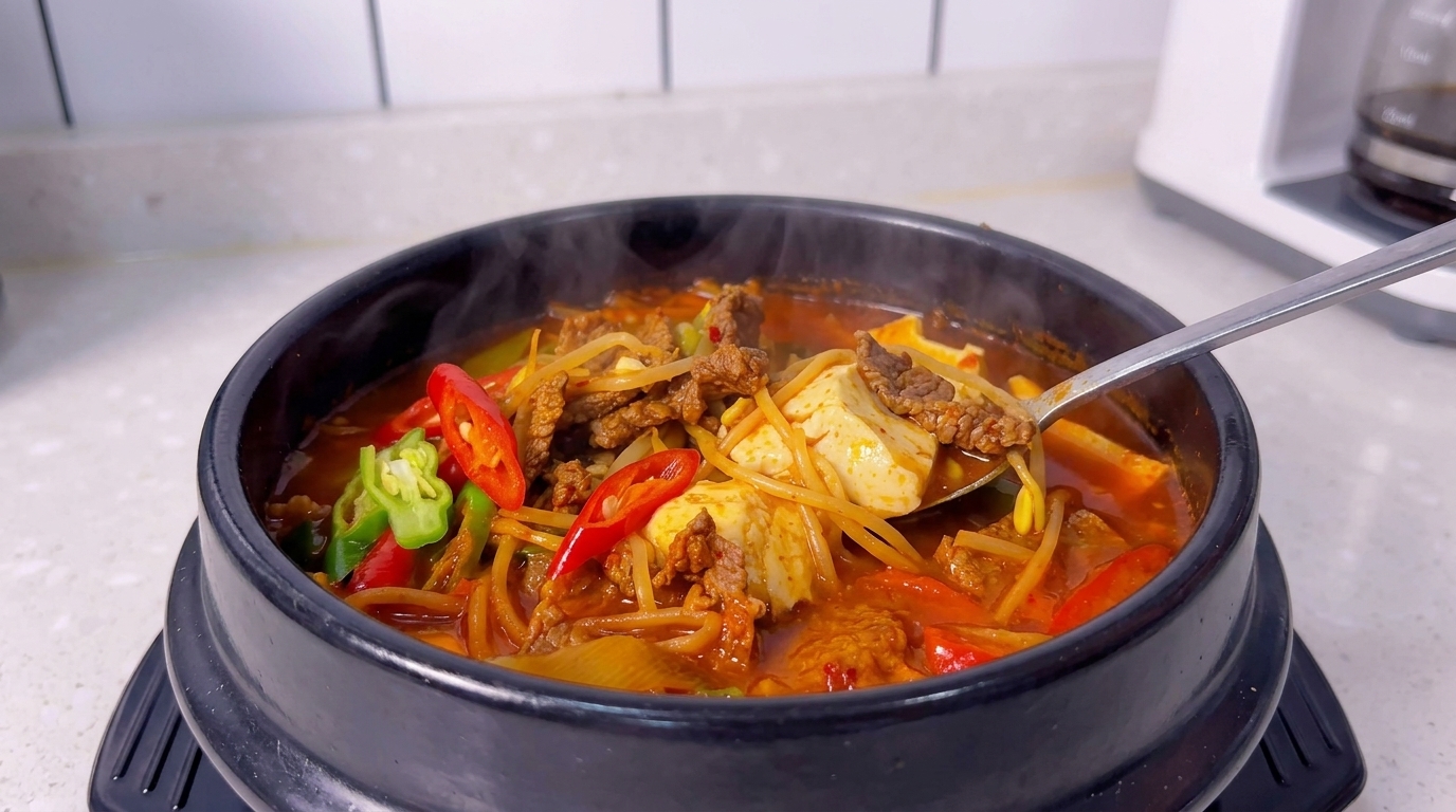 간편하고 얼큰한 소고기 순두부찌개