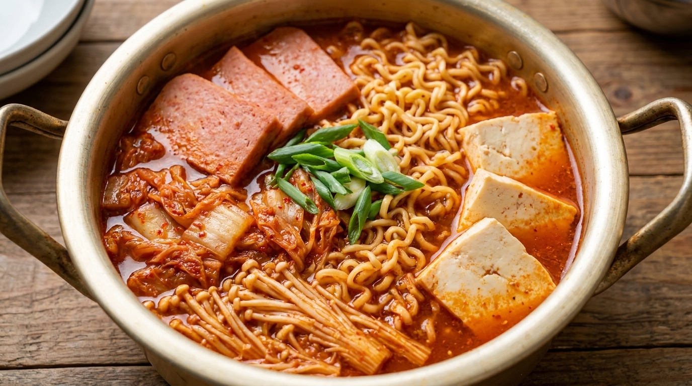 클래식 부대찌개: 진하고 얼큰한 한국식 햄 찌개