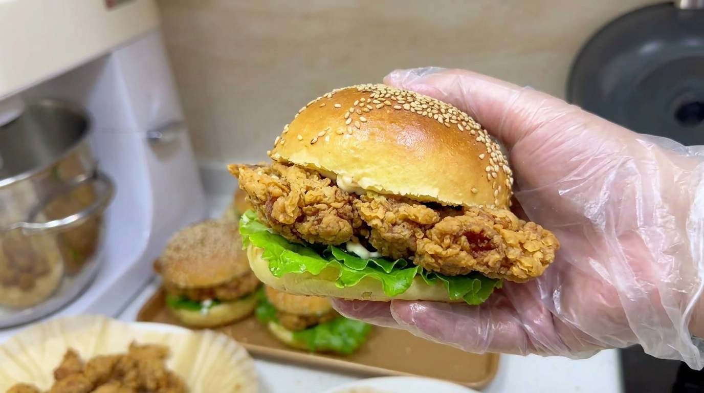 집에서 만드는 매콤한 프라이드치킨 버거와 팝콘 치킨