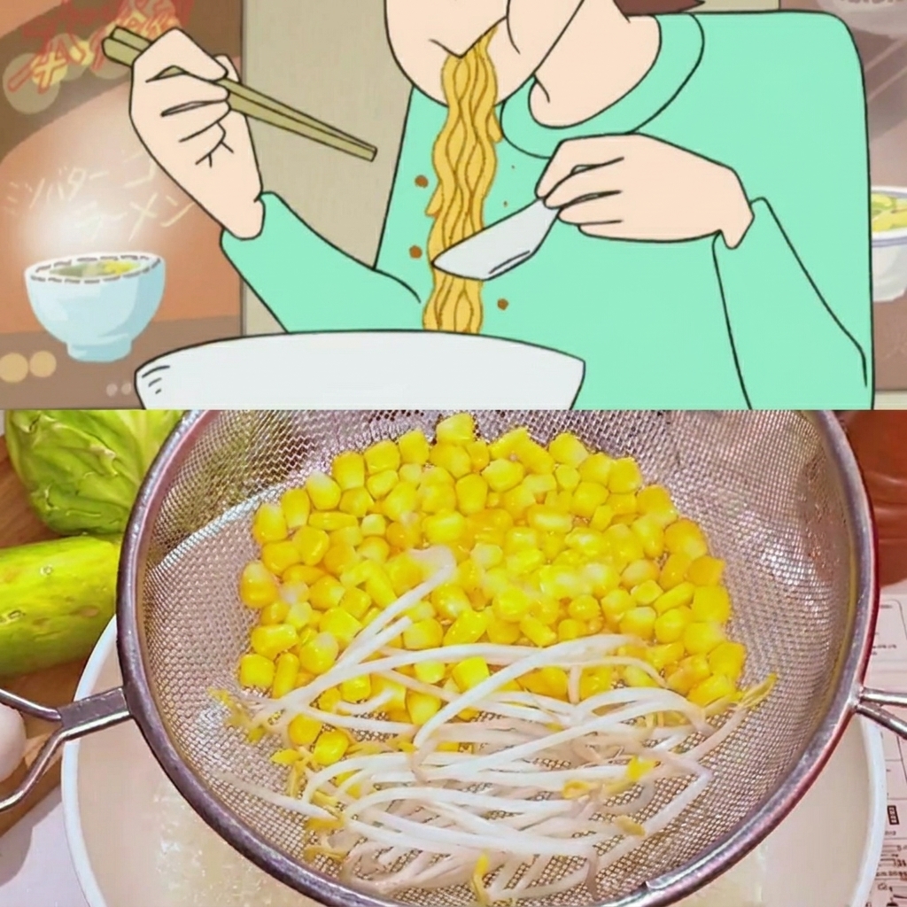 냄비에서 끓고 있는 라멘 면발.