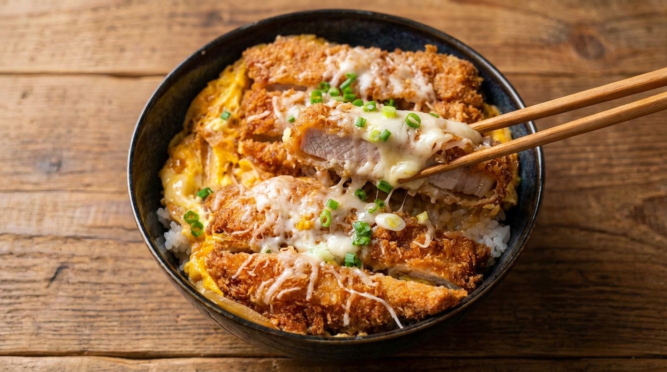 치즈 스크램블 에그 가츠동 (돈까스 덮밥)
