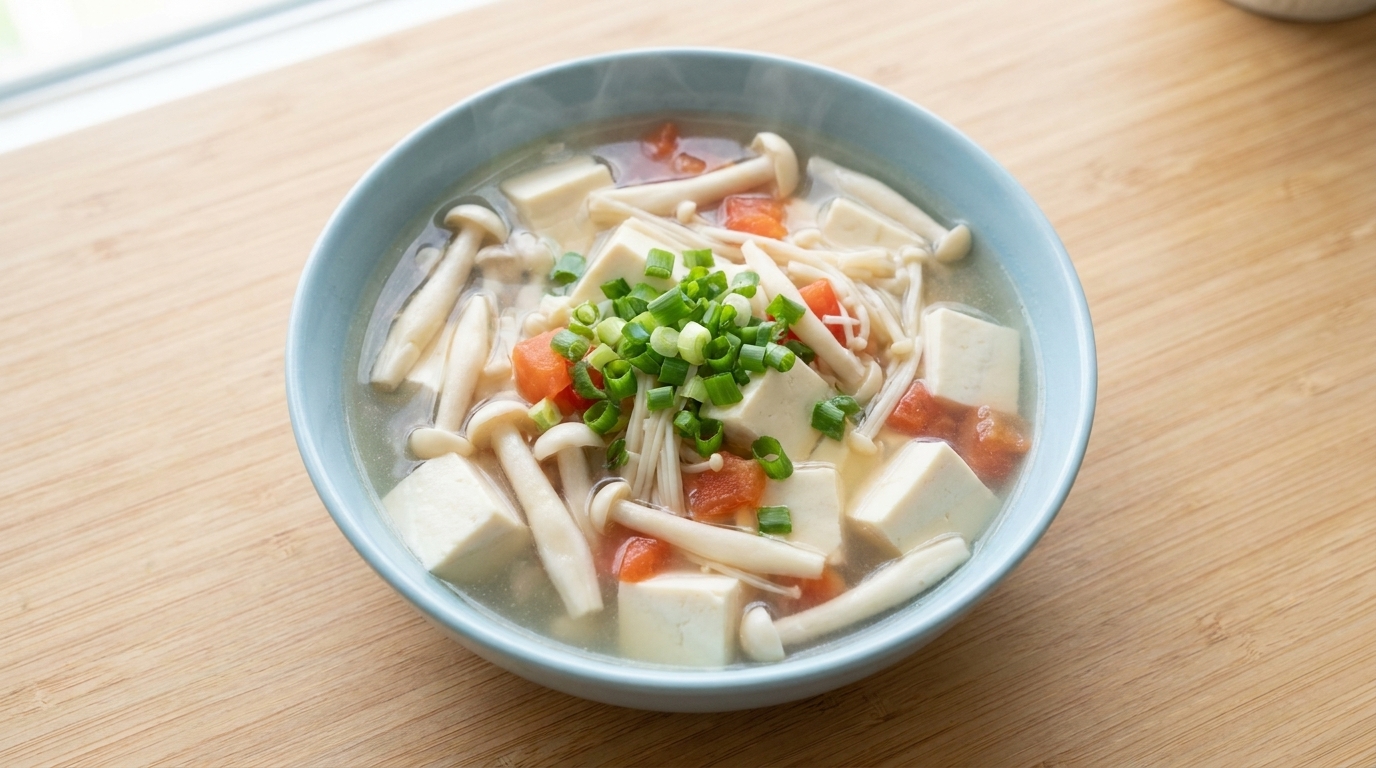 건강한 해산물 버섯 두부국