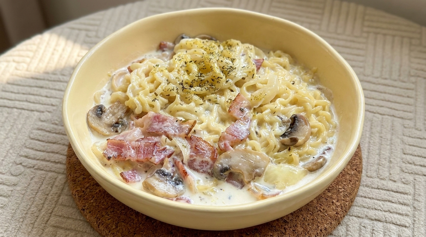 크리미 버섯 베이컨 라면