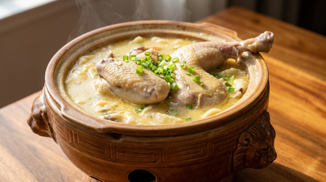 정성 가득한 토종닭 수제비국