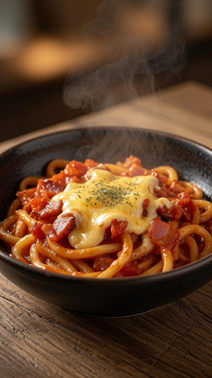 토마토 베이컨 치즈 볶음 우동