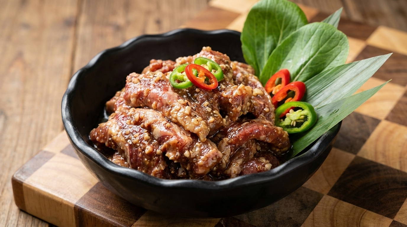마늘 간장 소고기 갈비살 구이