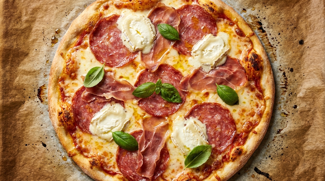 아티잔 염소 치즈와 육류 피자