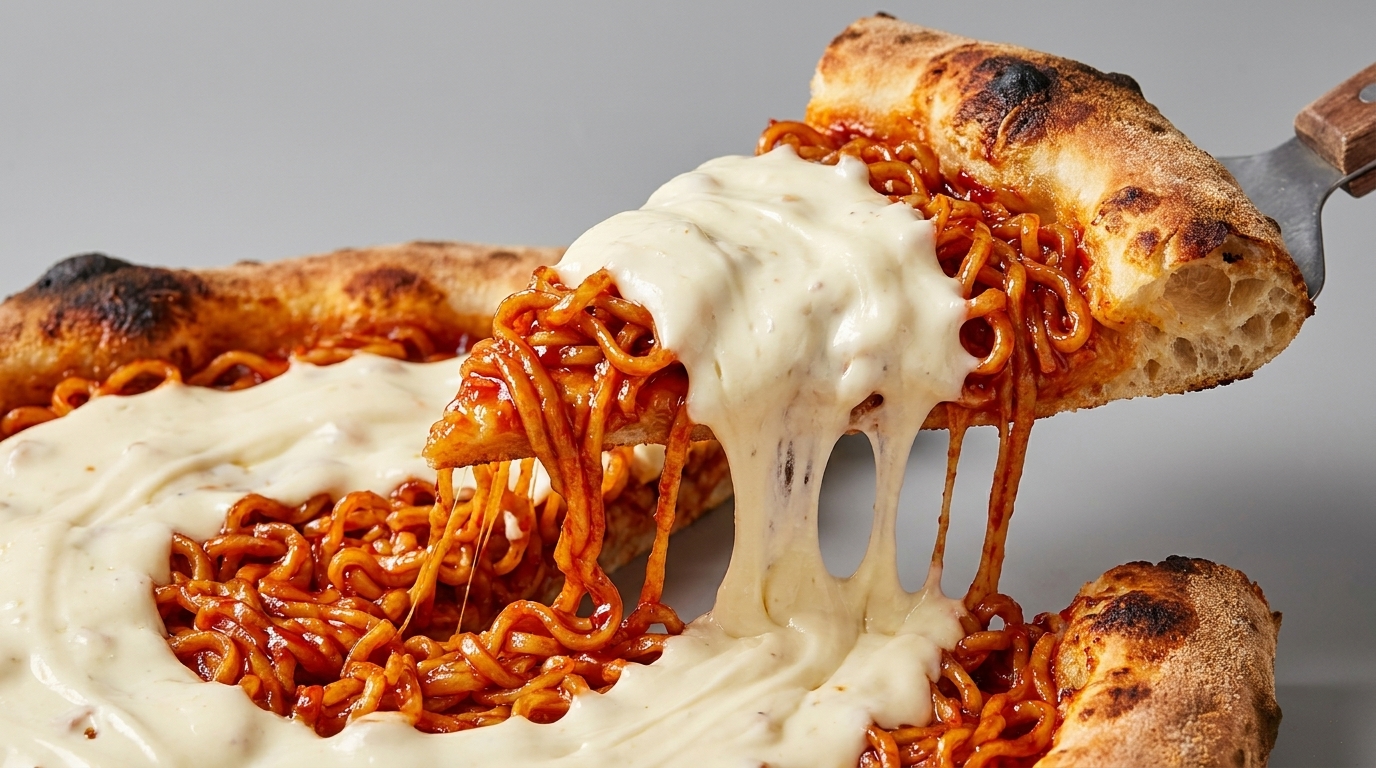 치즈 크림 불닭라면 피자