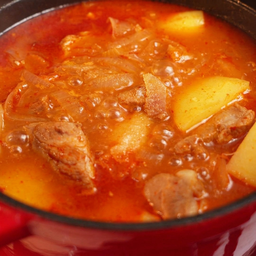 완성된 찌개 위에 대파와 참깨를 뿌려 마무리하는 모습.