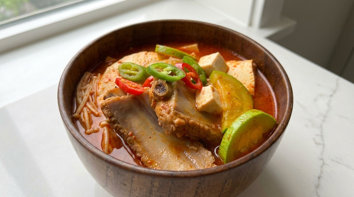 얼큰하고 진한 돼지갈비 김치찌개