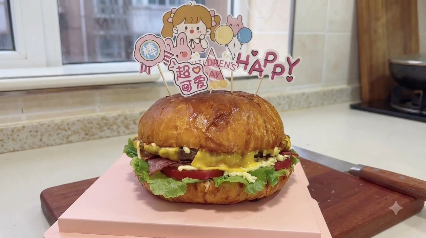 대형 8인치 아메리칸 생일 버거