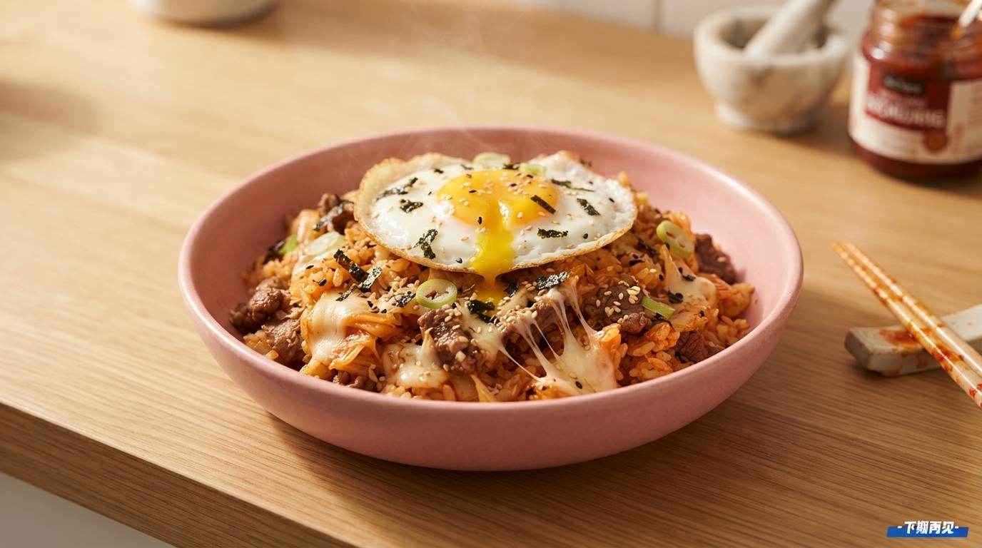 한국식 치즈 김치 소고기 볶음밥