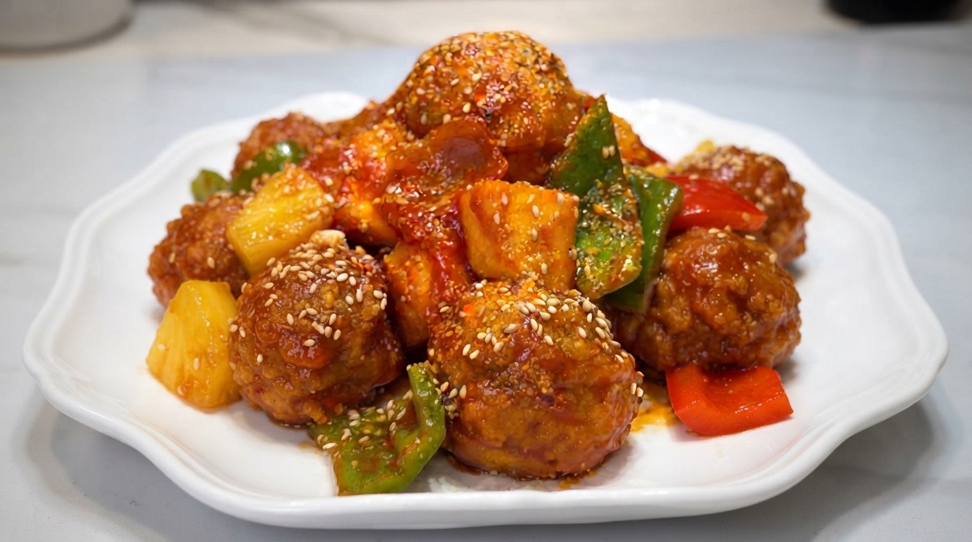 파인애플 모짜렐라 치즈 탕수육