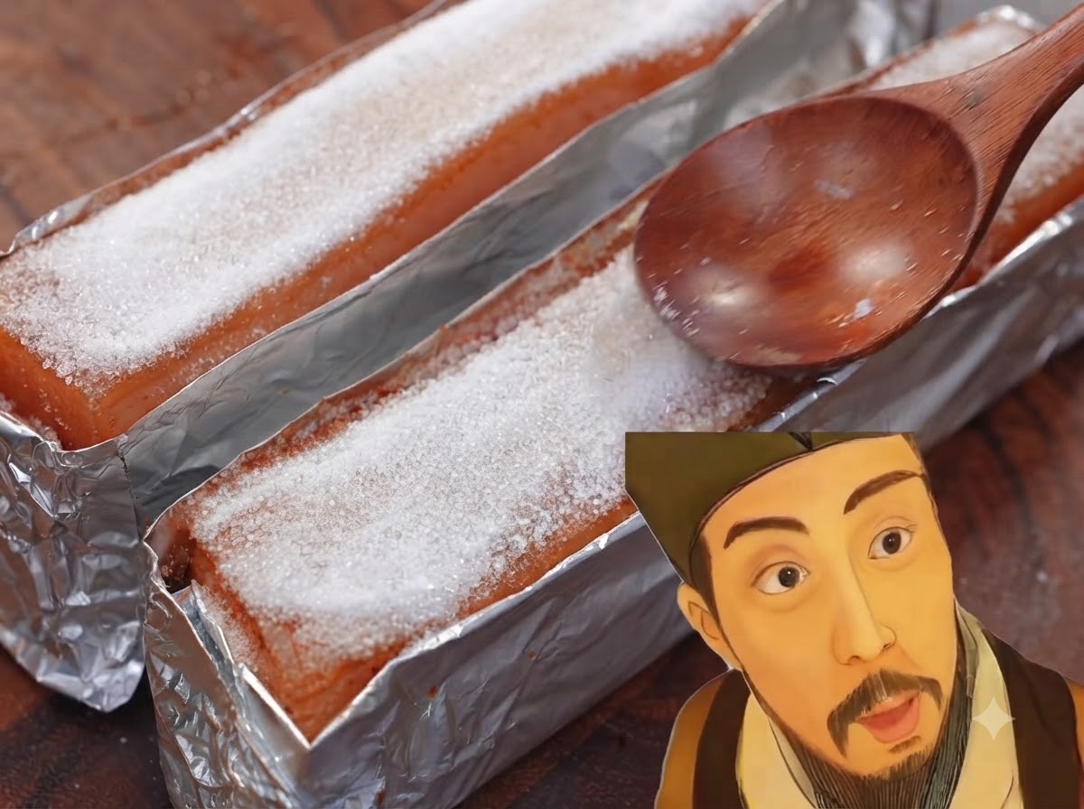 소금이 덮인 삼겹살이 들어간 에어프라이어 바스켓을 기기에 넣는 모습