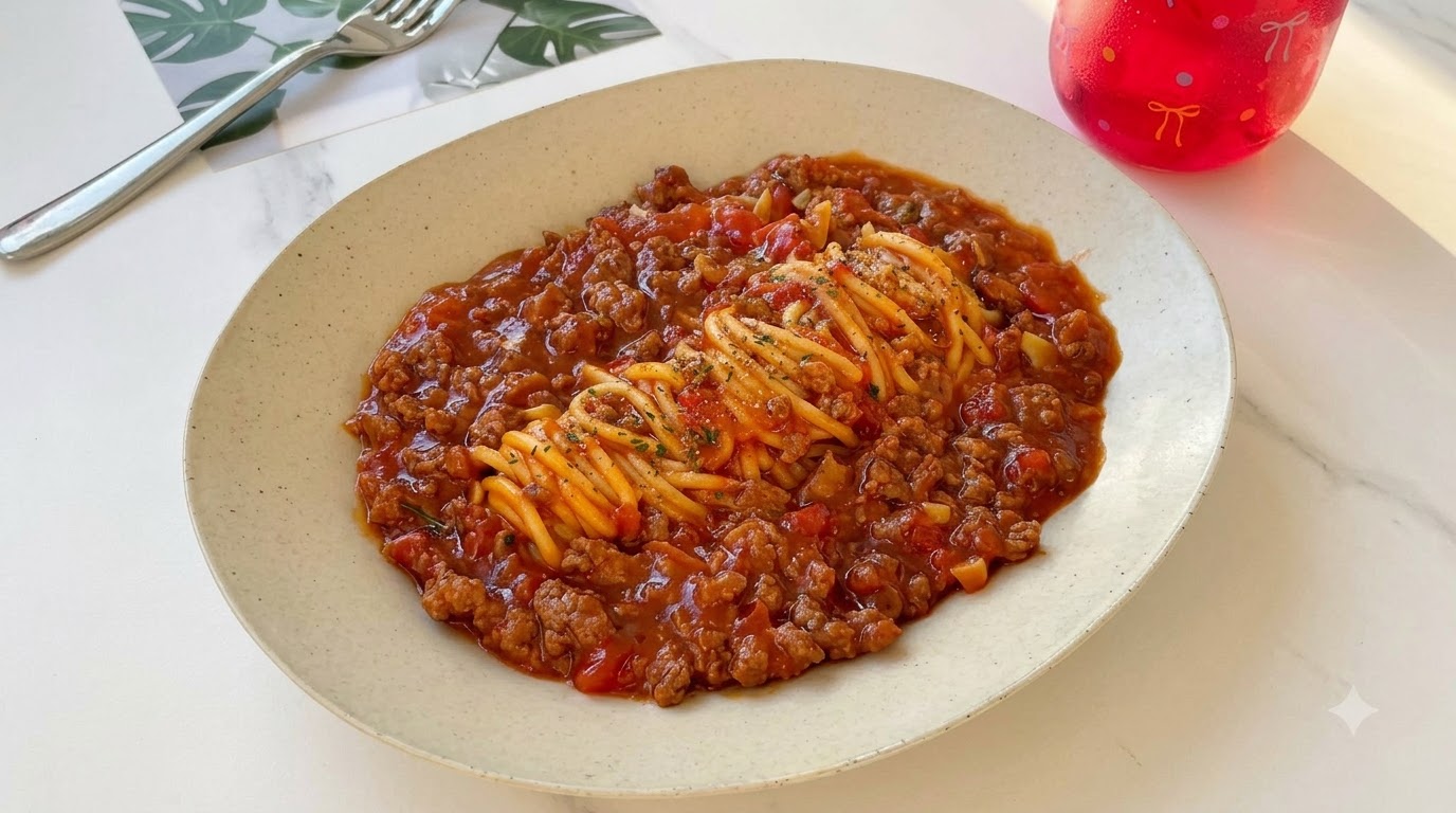 풍부한 라구 소스의 진한 토마토 소고기 파스타