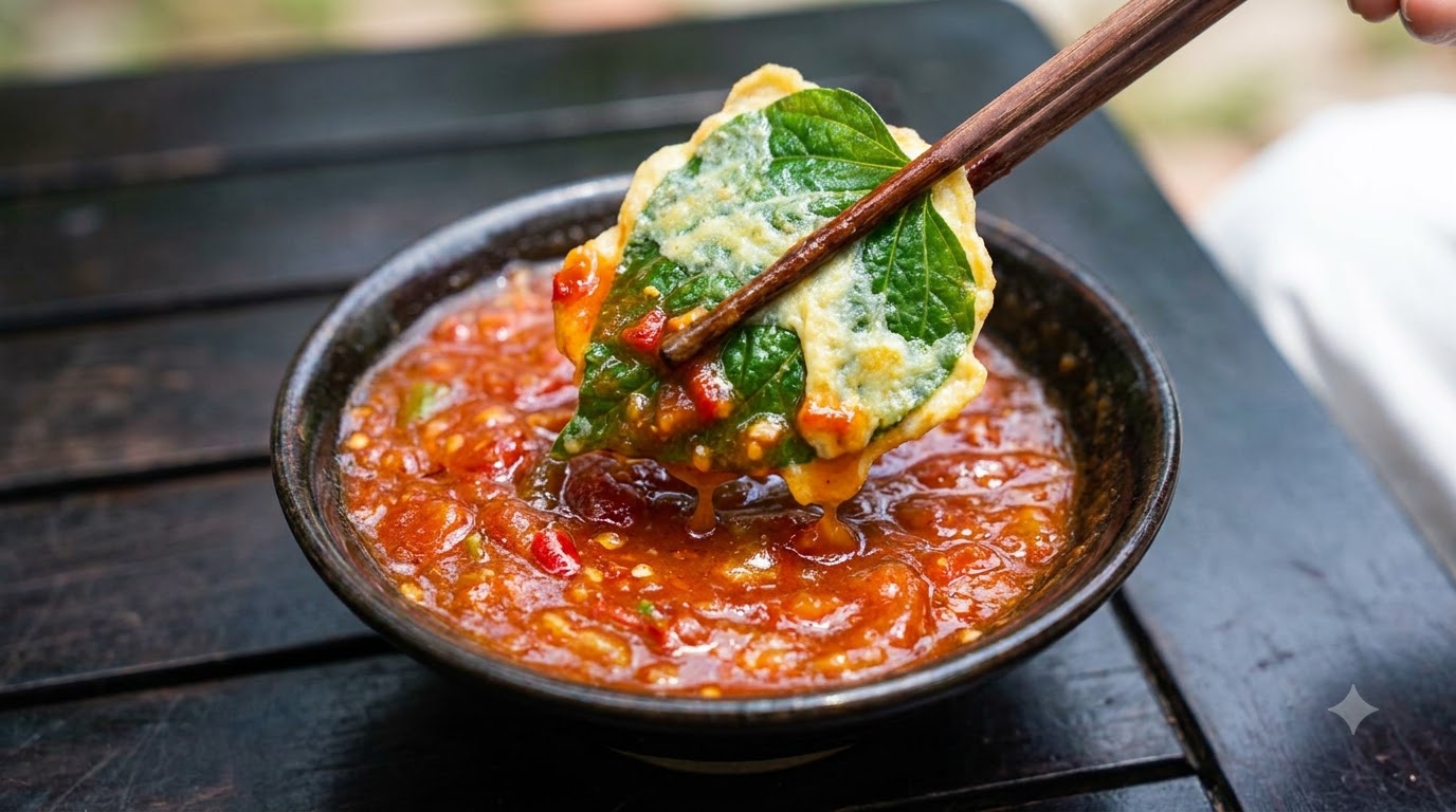 산시 칭쉬 잔피안지: 새콤달콤한 토마토 디핑소스를 곁들인 별미