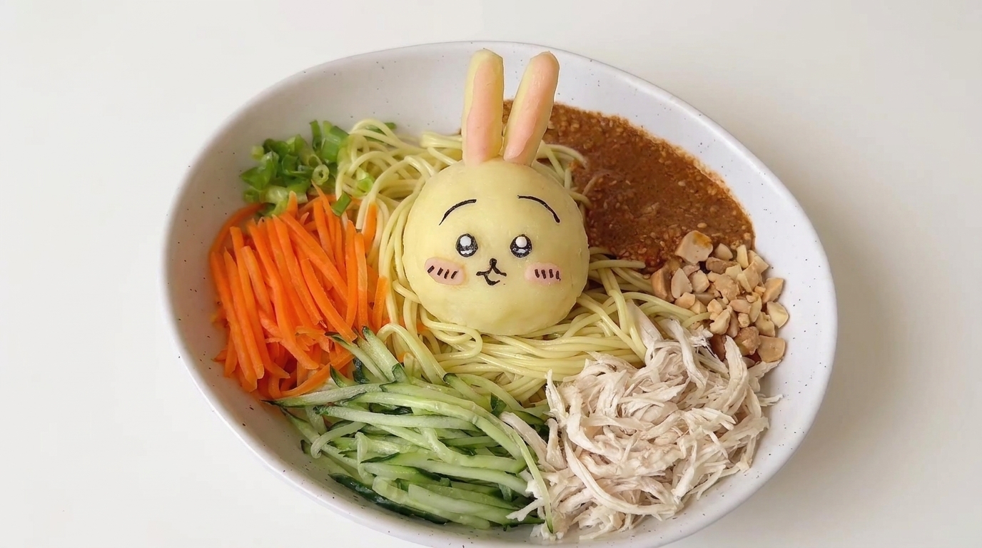 치이카와 우사기 감자 샐러드 비빔면