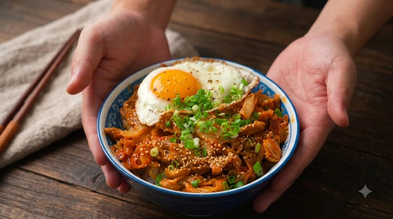 김치 돼지고기 덮밥