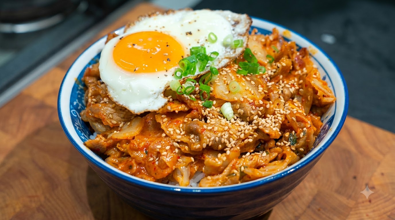 매콤한 김치제육 덮밥