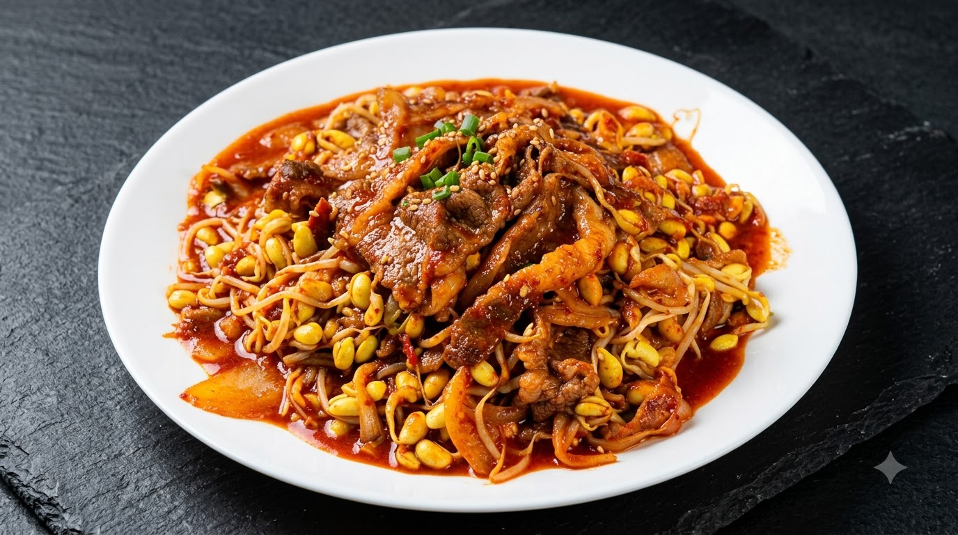 매콤달콤 우삼겹 콩불 (콩나물 불고기)