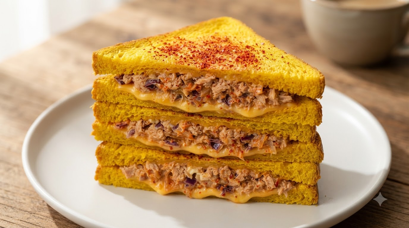 바삭한 참치 김치 단호박 토스트 샌드위치