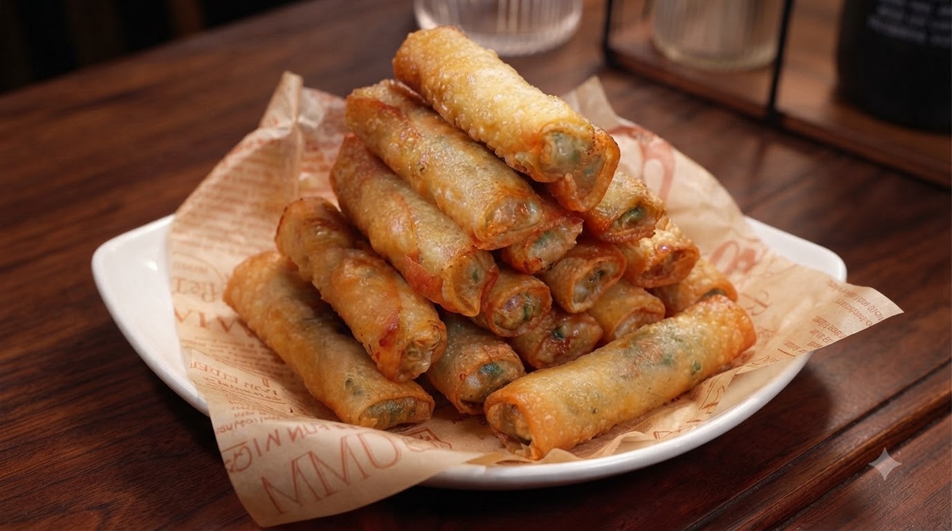 바삭하고 촉촉한 돼지고기 부추 춘권