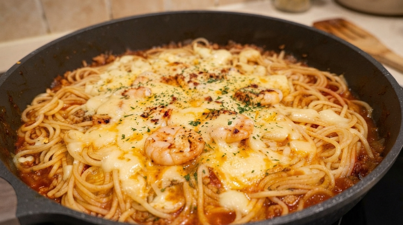 원팬 치즈 새우 파스타